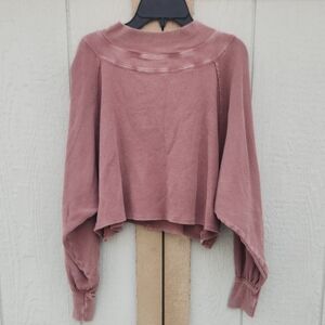 We The Free PeopleFun Times Thermal Turtleneck Cropped Mock Dreamy Mulberry Smal